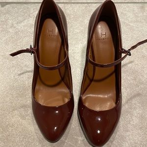 Halston Mary Jane Heels Burgundy/Brown